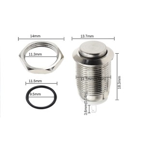 Металлическая кнопка с фиксацией 12мм