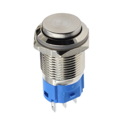 Металлическая кнопка с фиксацией 16мм