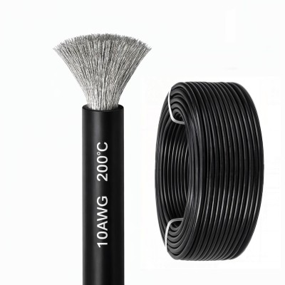 Силиконовый медный провод 10 AWG чёрный (1 метр)