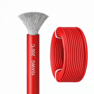 Силиконовый медный провод 10 AWG красный (1 метр)