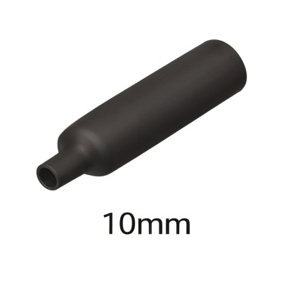 Огнестойкая термоусадочная трубка 10мм черная, 2:1, 600В (1 метр)