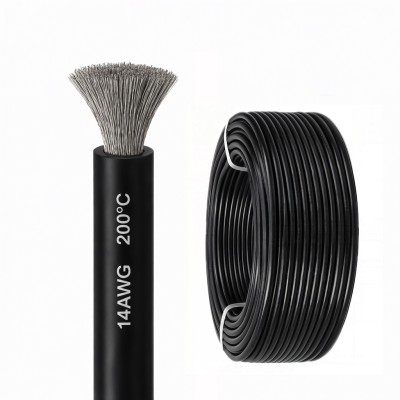 Силиконовый медный провод 14 AWG чёрный (1 метр)