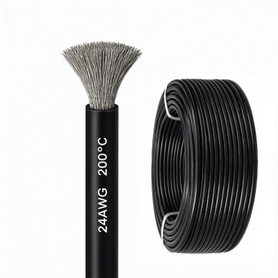 Силиконовый медный провод 24 AWG чёрный (1 метр)