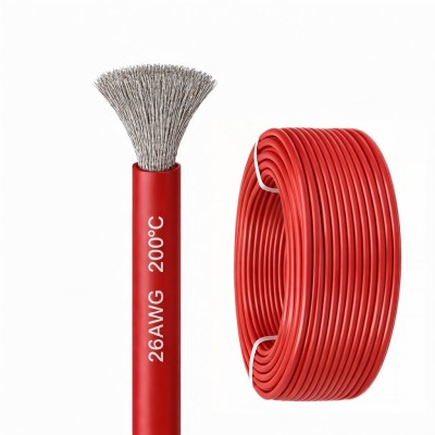 Силиконовый медный провод 26 AWG красный (1 метр)
