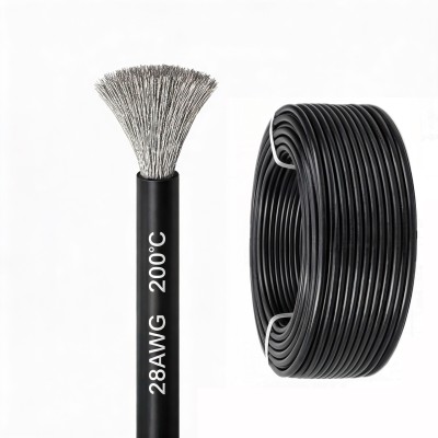 Силиконовый медный провод 28 AWG чёрный (1 метр)