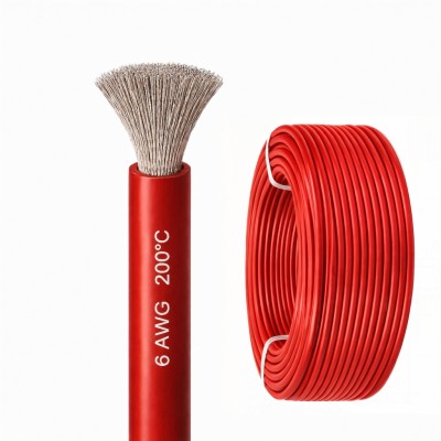 Силиконовый медный провод 6 AWG красный (1 метр)
