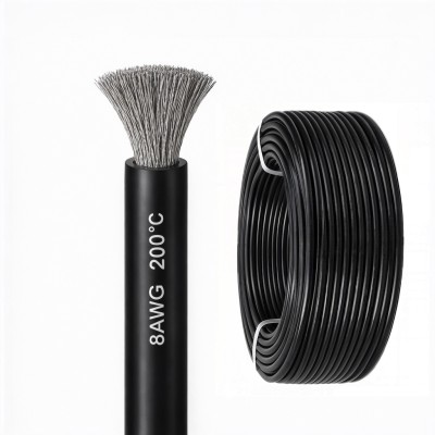 Силиконовый медный провод 8 AWG чёрный (1 метр)