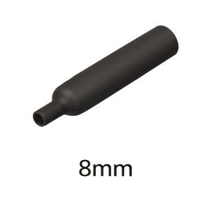 Огнестойкая термоусадочная трубка 8мм черная, 2:1, 600В (1 метр)